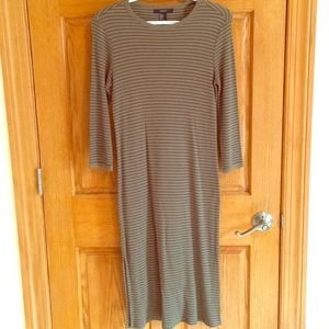 Green/black striped sweater dress